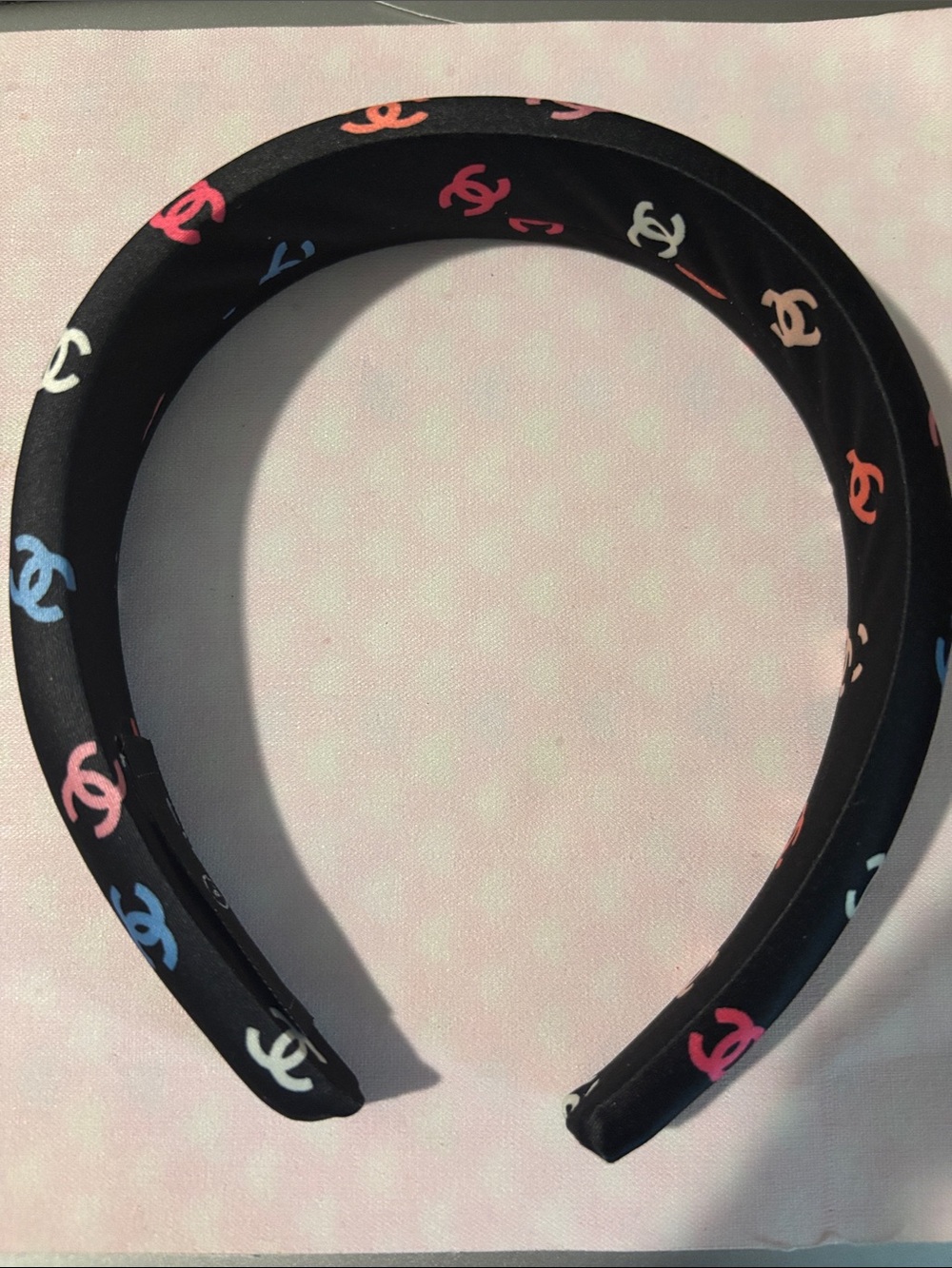 CC Black Padded Headband with Multicolor Logo Accents